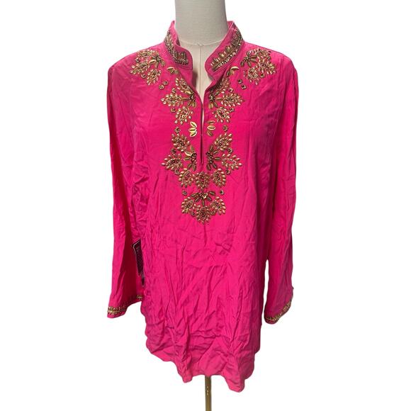 NicoBlu Callista Tunic – Hot Pink with Gold Embellishments - Picture 2 of 7
